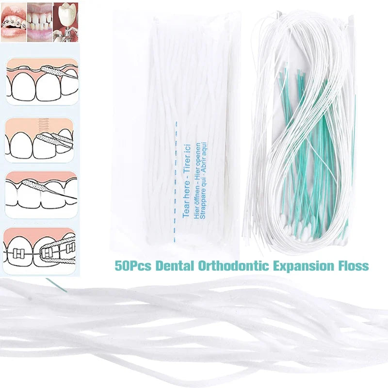 50-Pack Dental Floss Threaders for Braces, Bridges & Implants