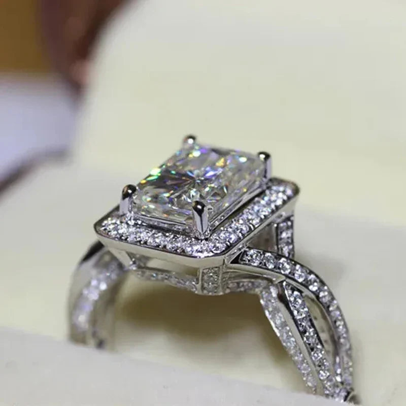 Huitan Geometric Cubic Zirconia 2-Piece Women's Ring Set
