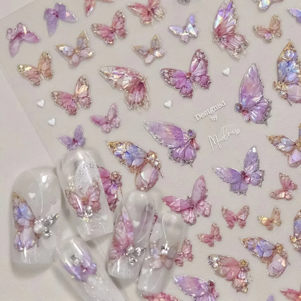 3D Butterfly Nail Art Stickers | Embossed Self-Adhesive Decals