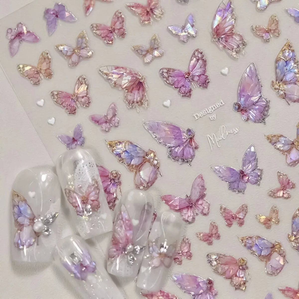 3D Butterfly Nail Art Stickers | Embossed Self-Adhesive Decals