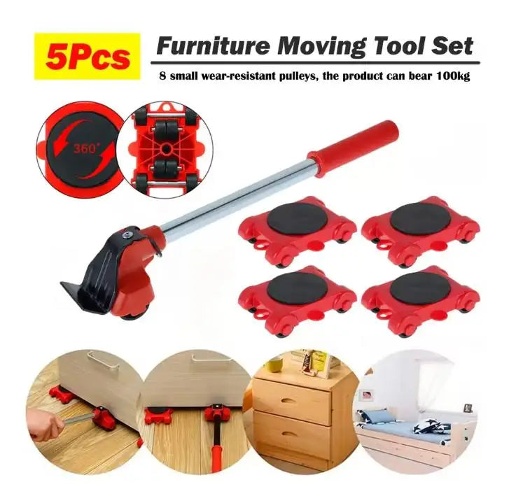 Heavy Duty Furniture Mover Set – 5pc Roller Sliders & Floor Guard