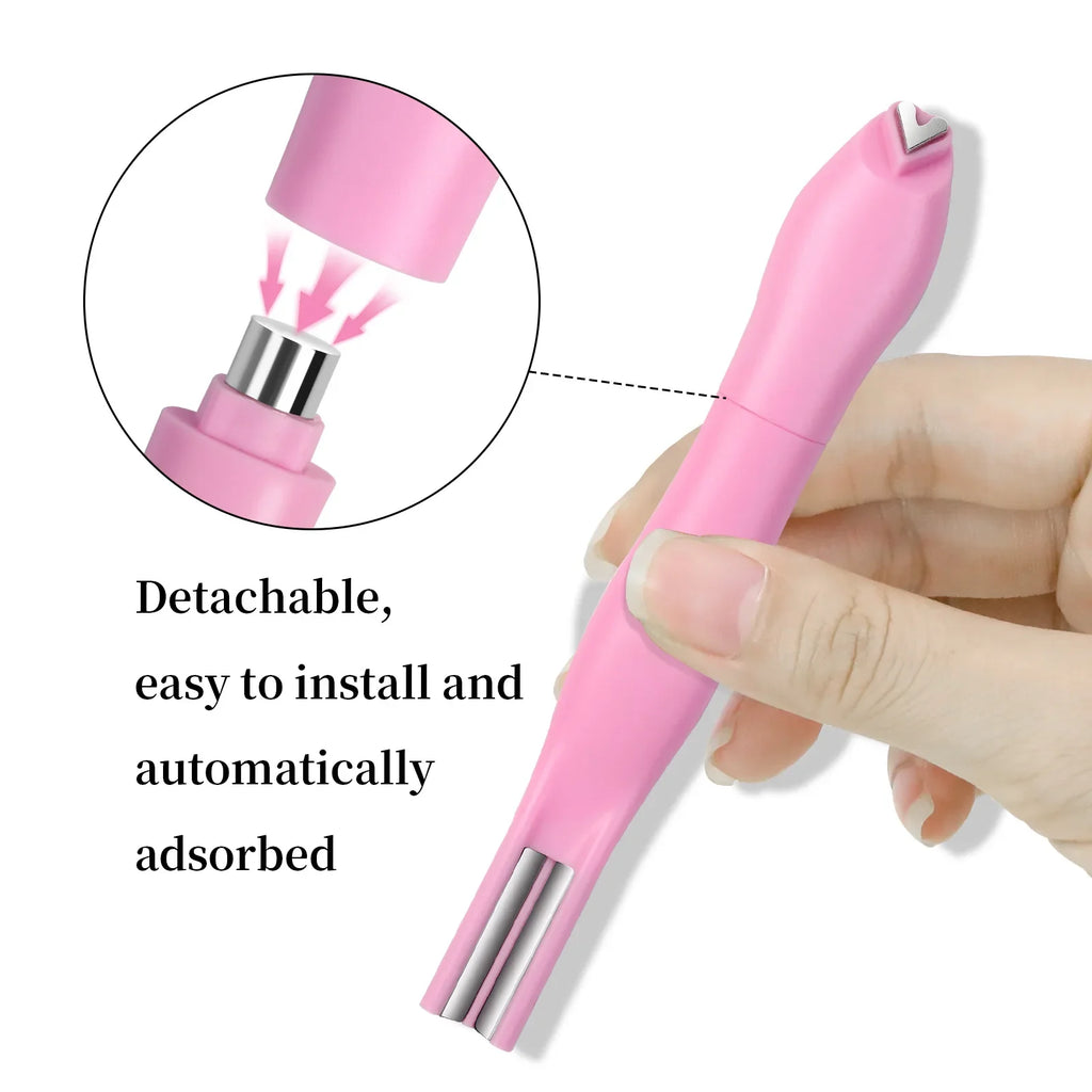 3IN1 Love-heart&snake Pattern Cat Eye Nail Magnet Pen French Water
