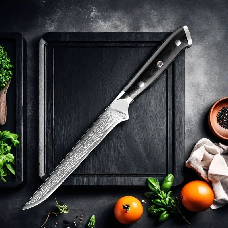 6" 67-Layer Damascus Boning Knife – G10 Handle | Pro Kitchen