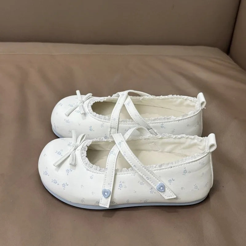 Women's Mary Jane Ballet Flats – Polka Dot Bow Non-Slip