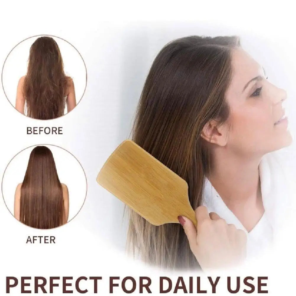 Bamboo Paddle Hair Brush & Wide-Tooth Comb – All Hair Types