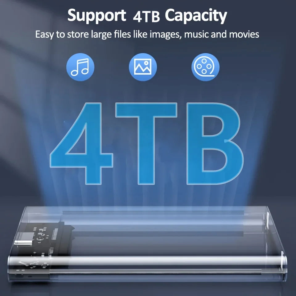 Transparent Mobile External Hard Drive Case SATA USB 3 0 C Harddisk