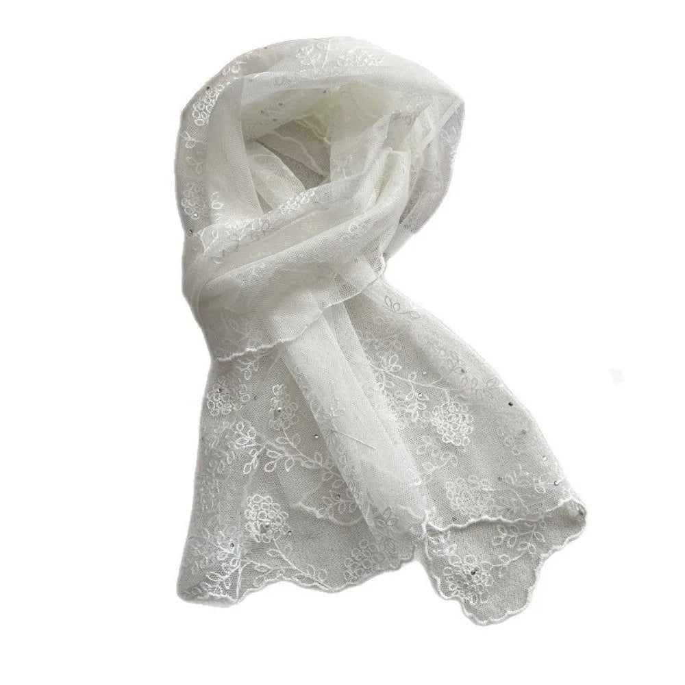 Retro Lace Embroidered Floral Long Scarf & Neckerchief Women