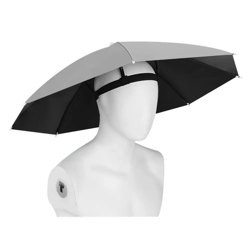 Foldable Hands-Free Umbrella Hat – Windproof Sun & Rain Cap