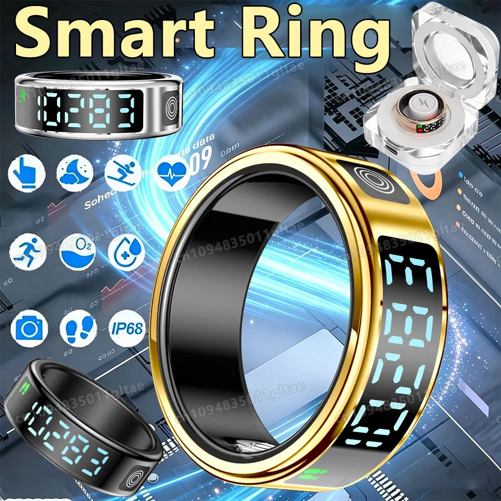 R11C Smart Ring Men Women LED Display Screen Health Heart Rate Blood
