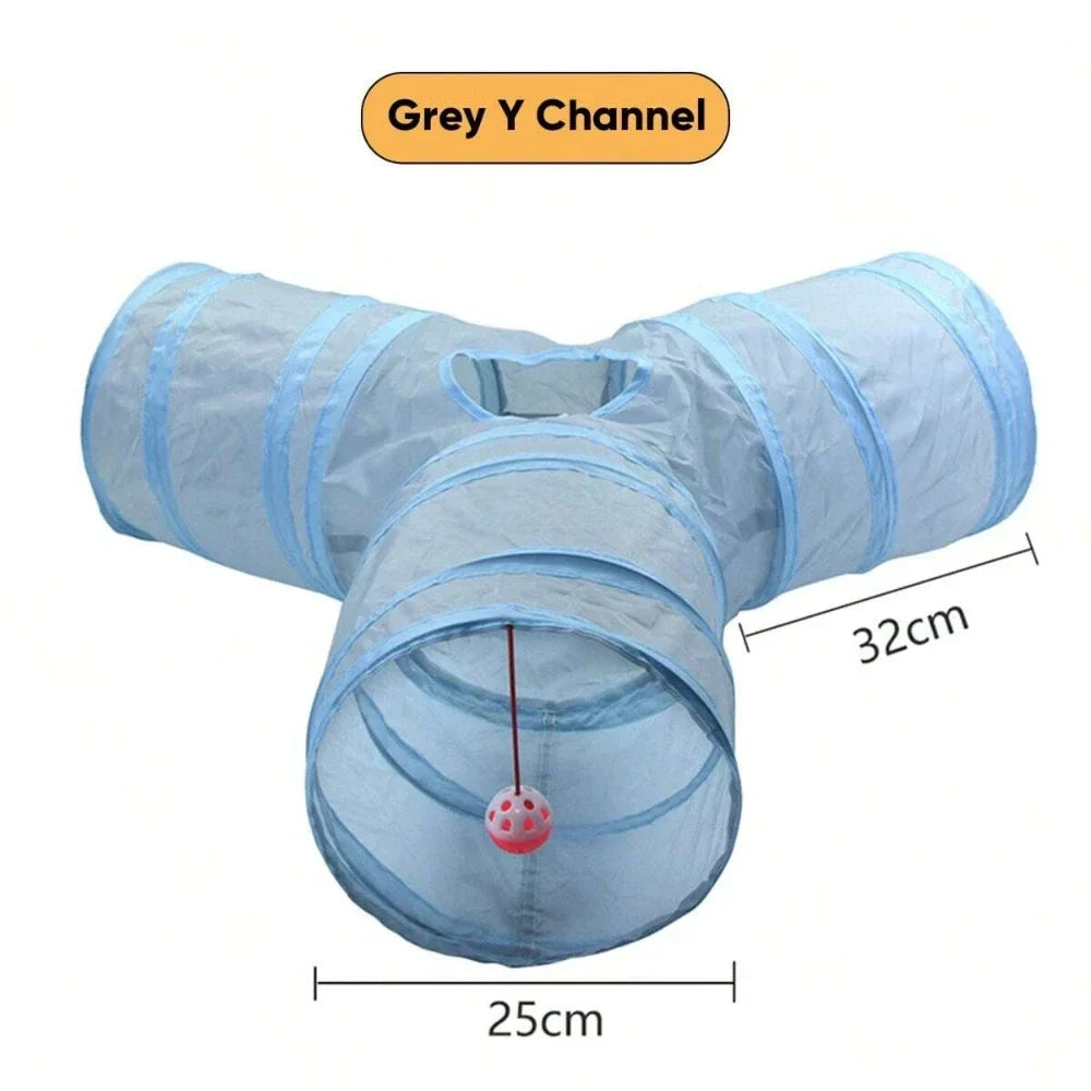 3-Way Foldable Cat Tunnel Toy with Peep Hole | Interactive