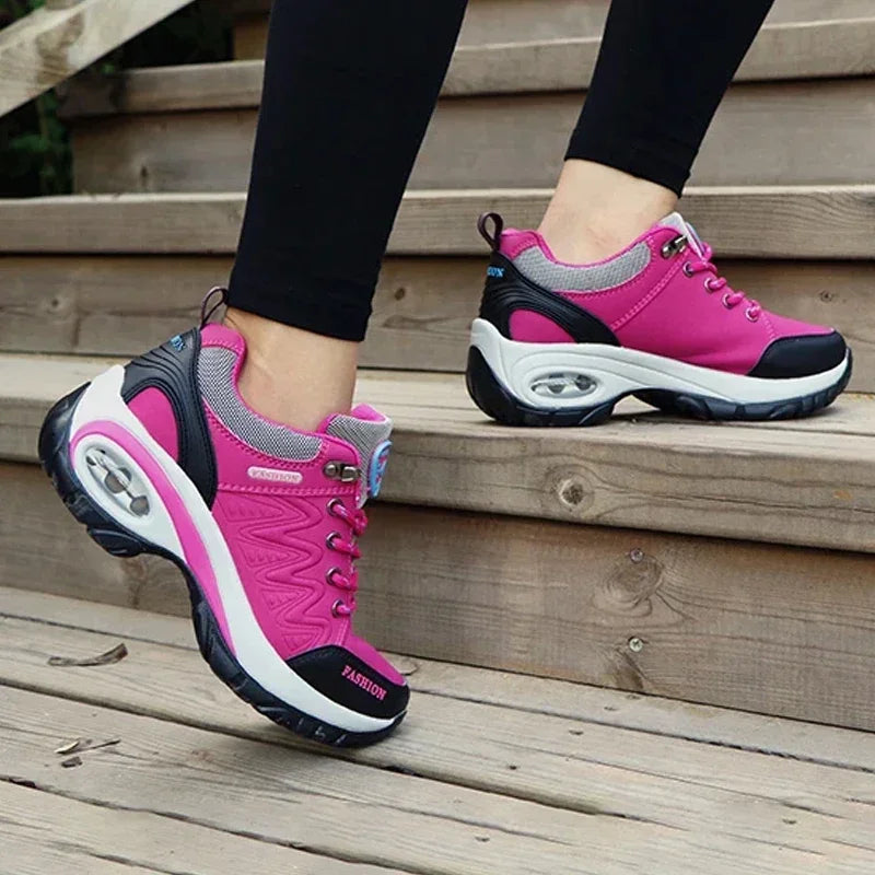 Women's Wedge Hiking Sneakers – Lace-Up Outdoor Training Shoes