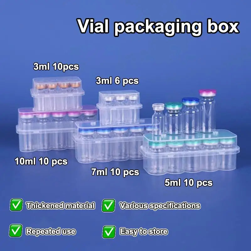 5-Pack Stackable Microtube Vial Storage Box | 3–10mL Clear Case