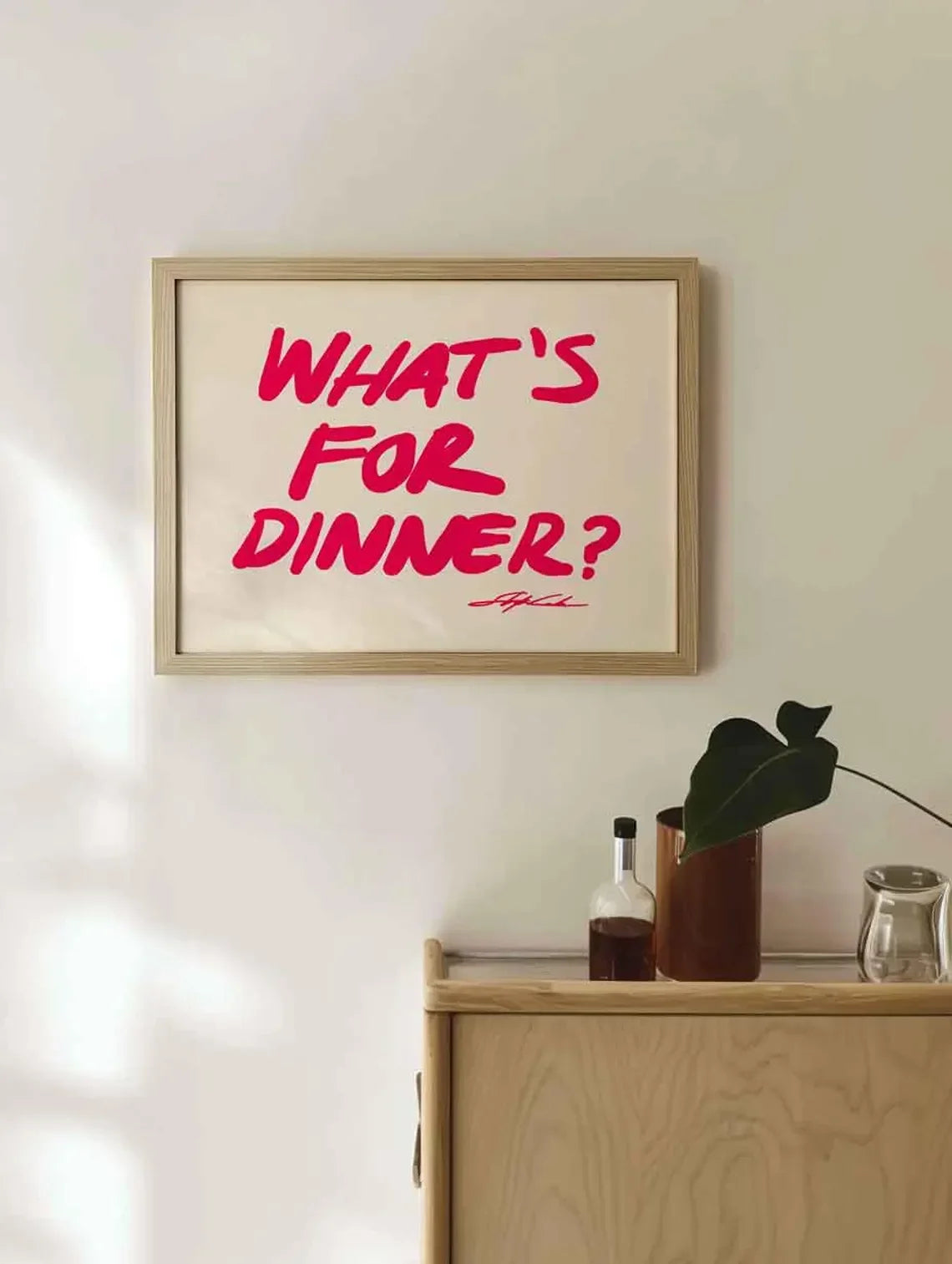 "What's for Dinner?" Whimsical Red Canvas Wall Art Print