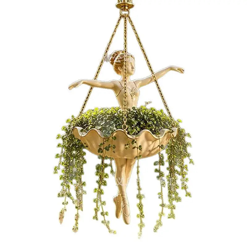 Resin Ballerina Hanging Planter – UV Resistant Fairy Flower Pot