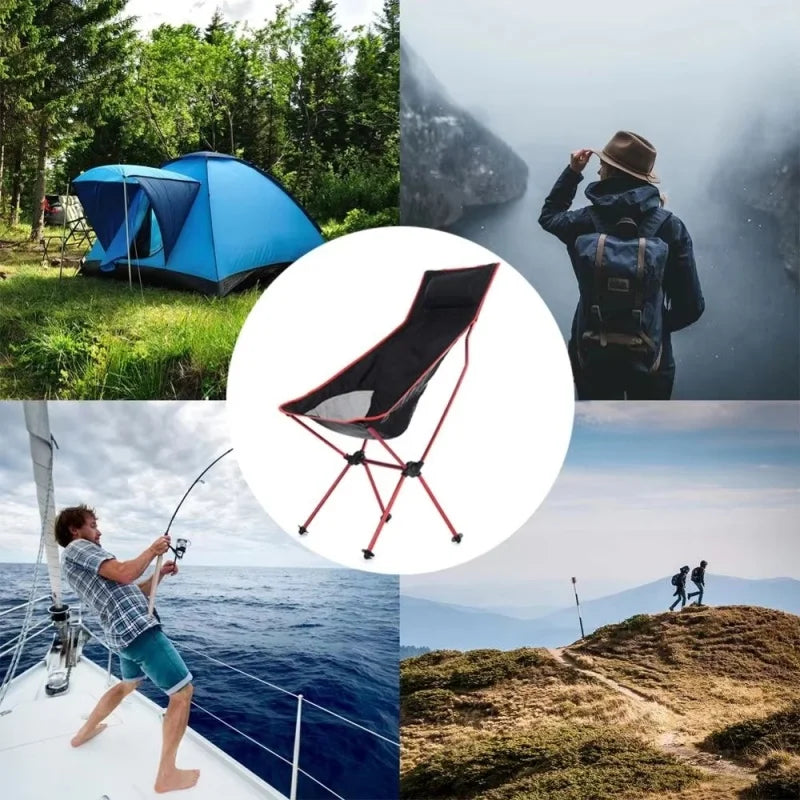 Ultralight Aluminum Folding Moon Chair – Portable Camping Seat