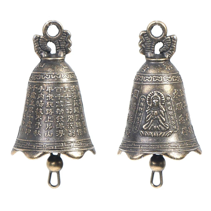 Mini Antique Brass Guanyin Bell Sculpture Set of 2