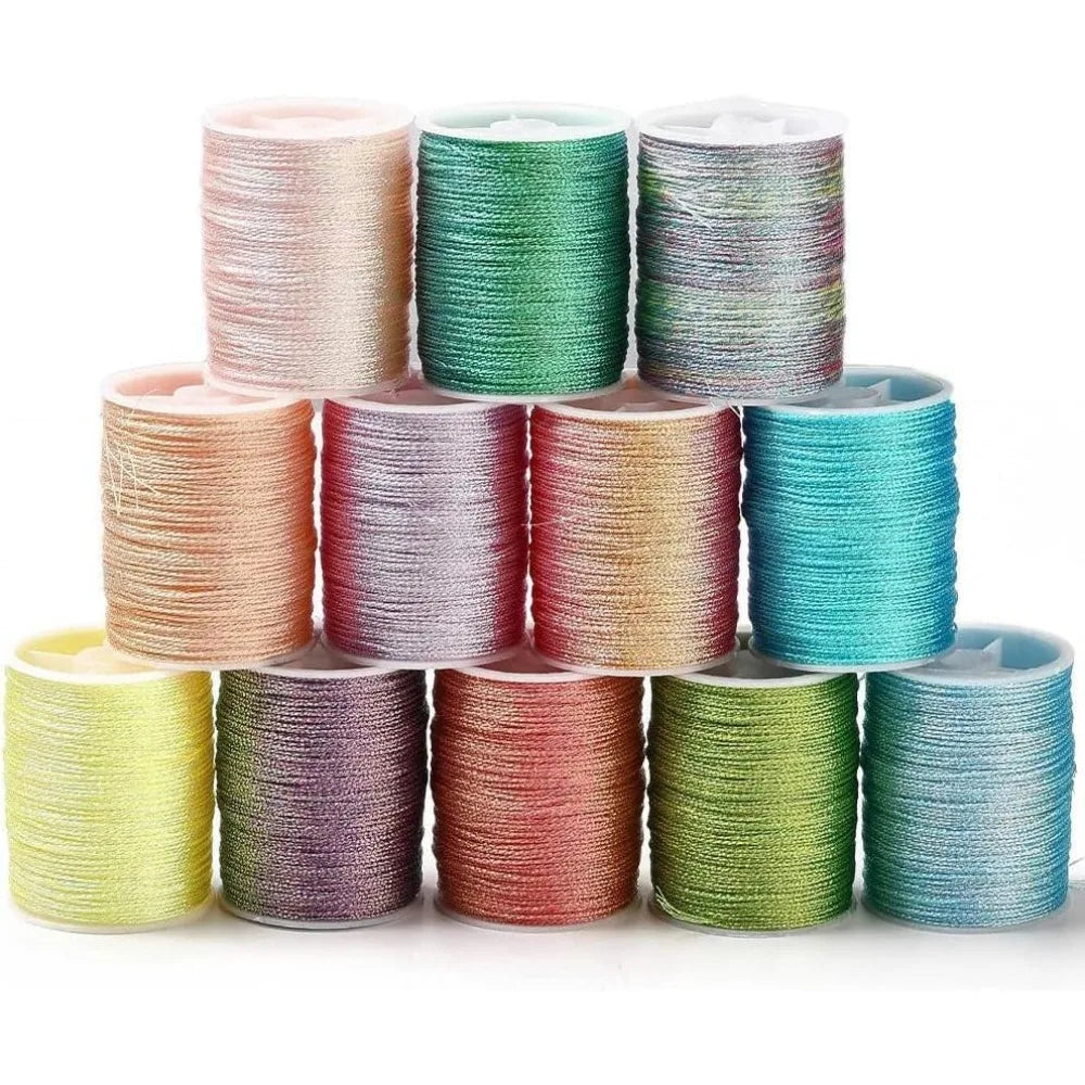 12-Color Metallic Polyester Thread Set – Kumihimo & Macramé Cord