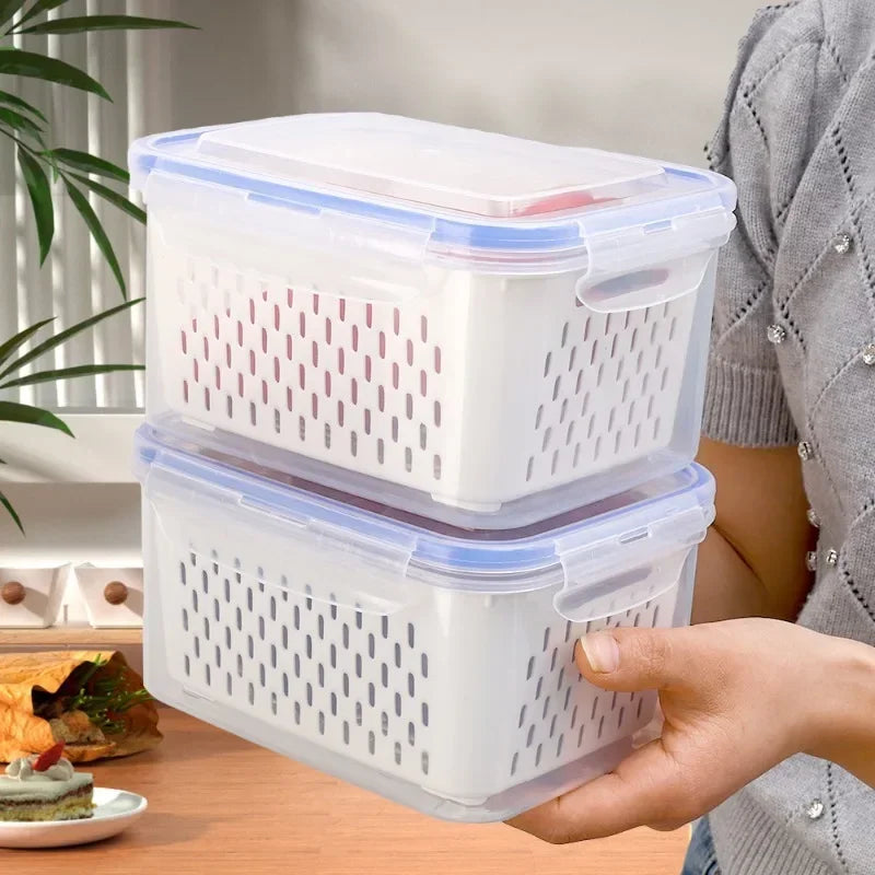 Food Storage Boxes Double-layer Refrigerator Fresh Sealed Box