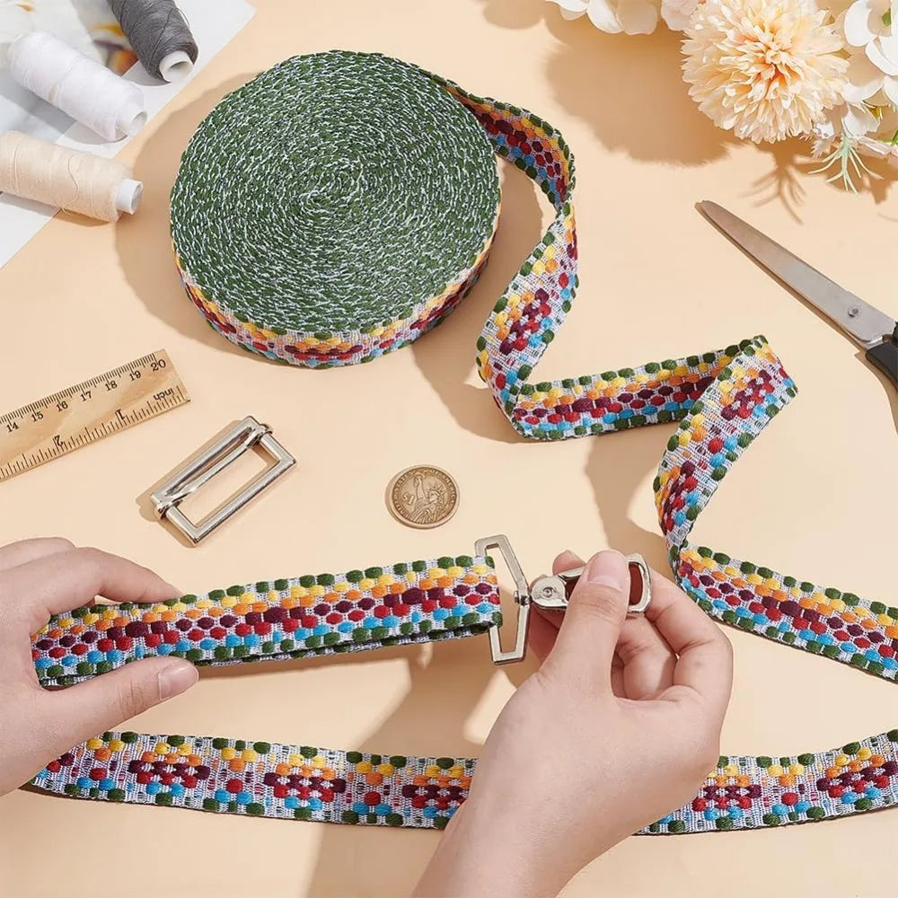 Jacquard Square Woven Ribbon 25mm – 10m Polycotton Craft Trim