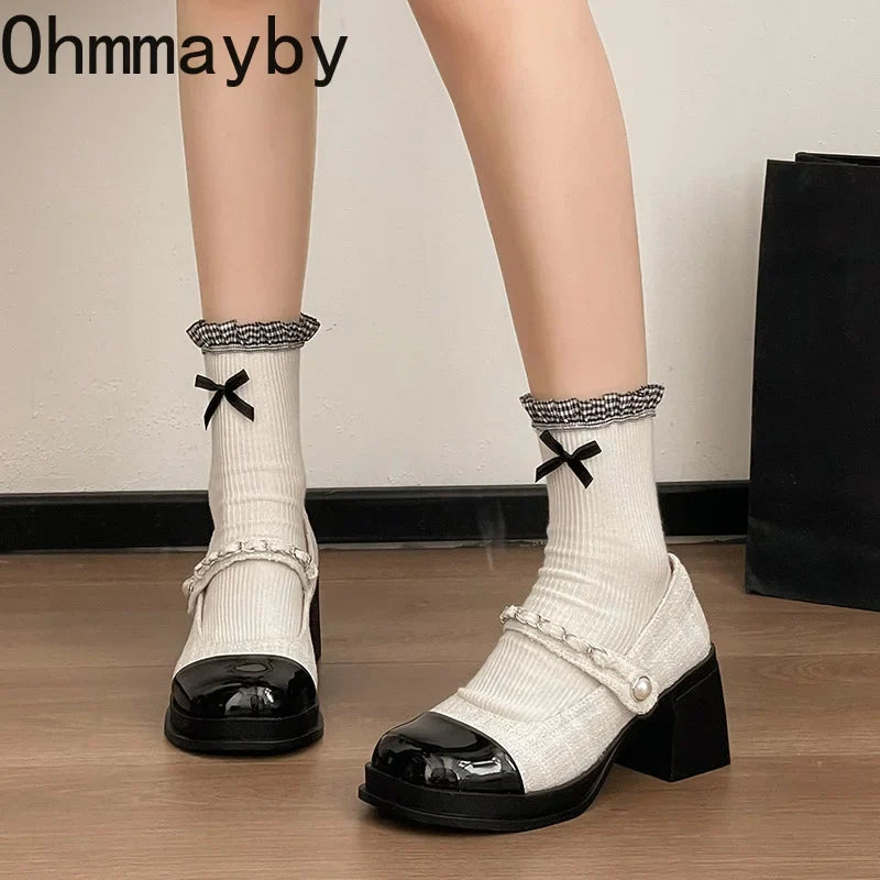 Women's Vintage Platform Mary Jane Heels – Chain Buckle Pumps