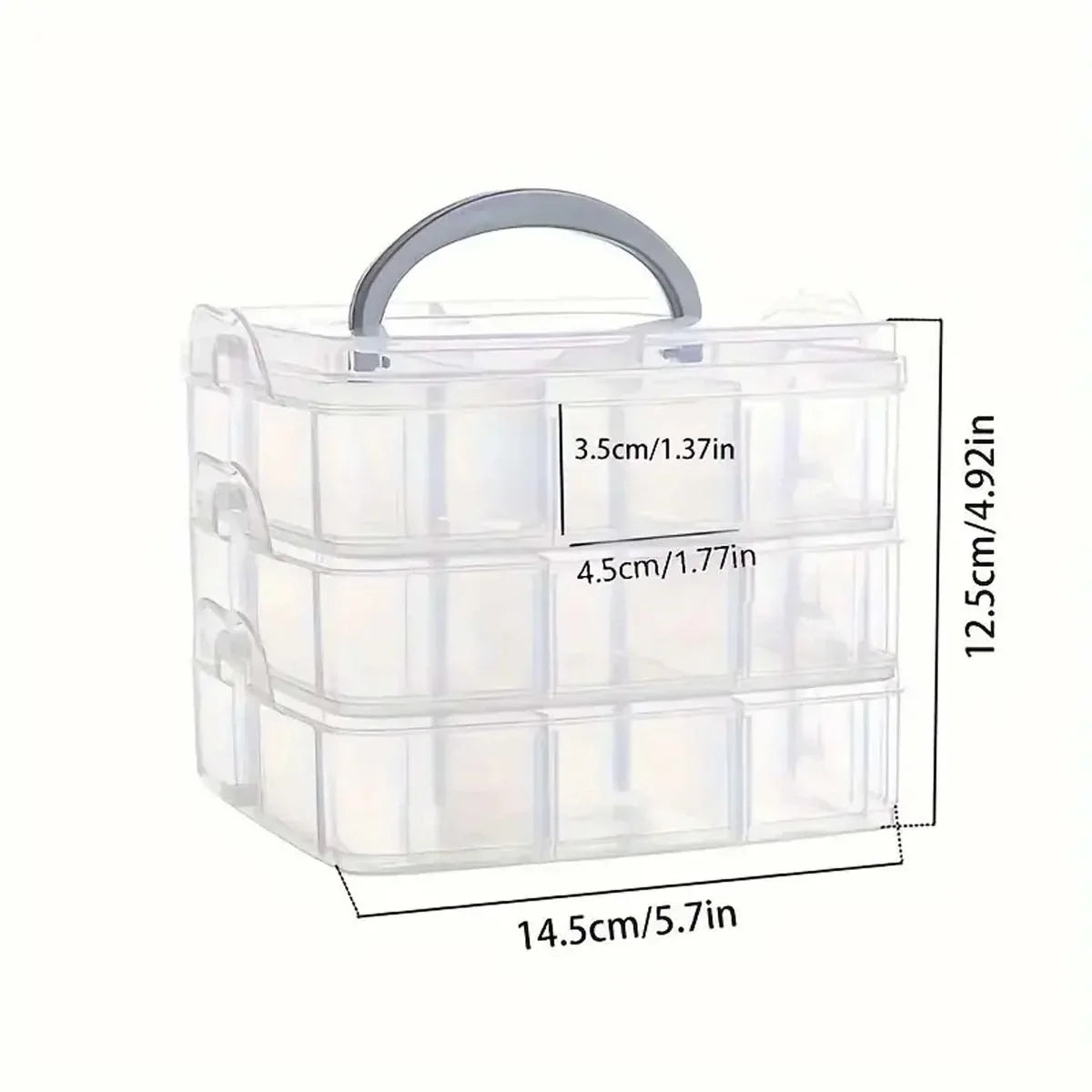 3-layer Transparent Storage Box Stackable Portable Craft Bead Plastic