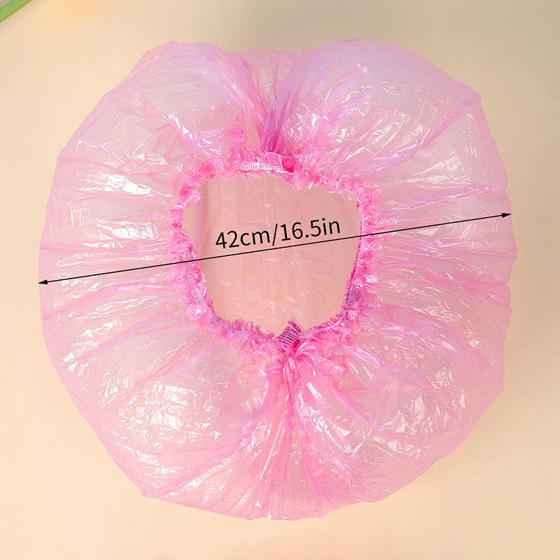 Shower Cap Head Cover Elastic Plastic Thickened Pink Round Food