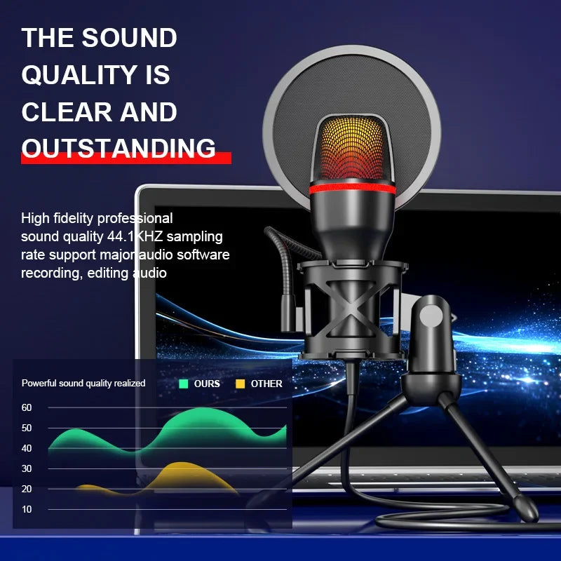 AyeBeau USB RGB Condenser Microphone for PC, Streaming & Gaming