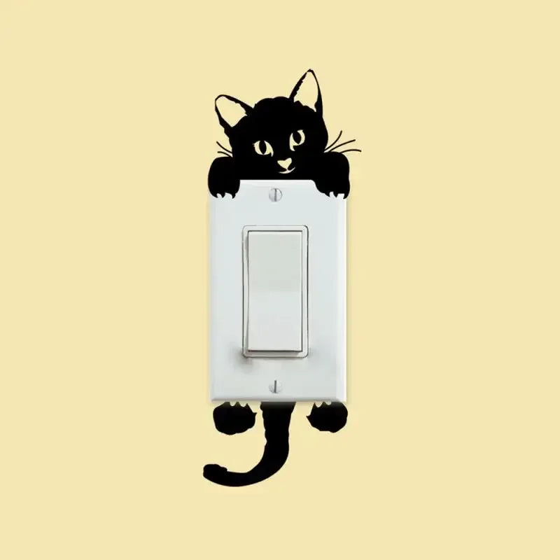 Funny Kitten Child Bedroom Switch Cover Room Decor On-off Sticker