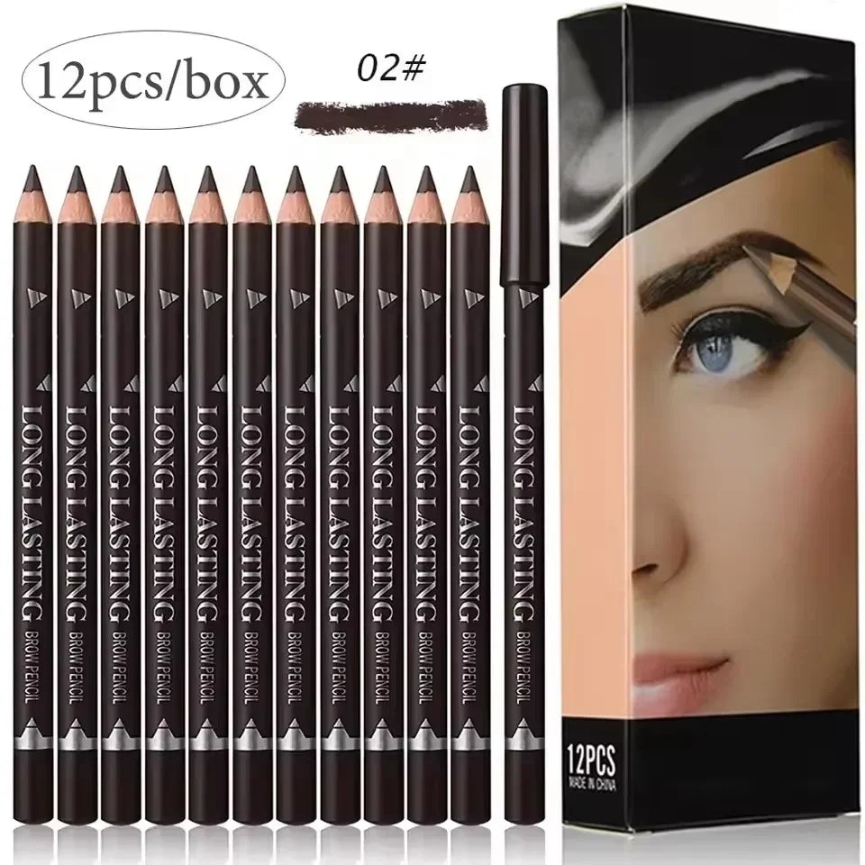 Waterproof Eyebrow Pencil Set 6/12 Pcs – Natural Black & Brown