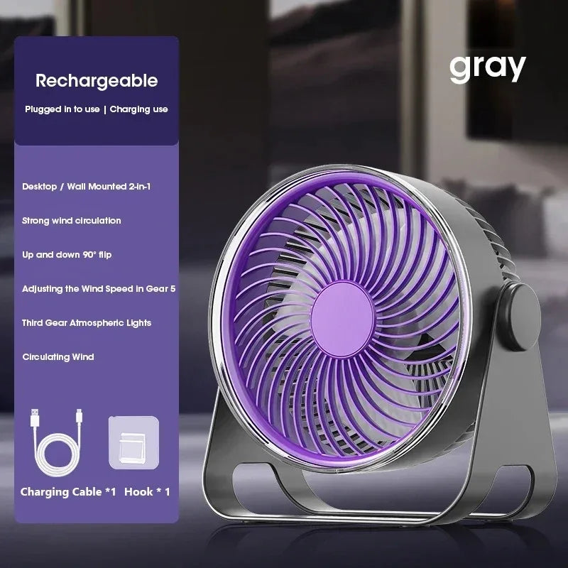 5-Speed Quiet 3-in-1 Fan – Desk, Wall & Ceiling Mount