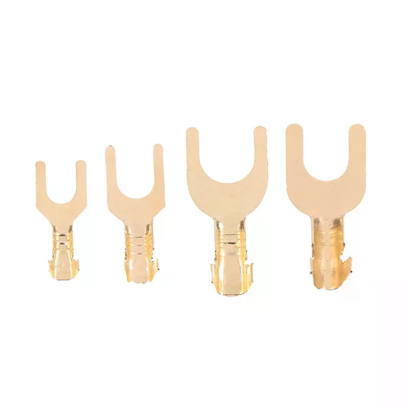 100Pcs Brass U-Shape Fork Crimp Terminals Grounding Lug Set
