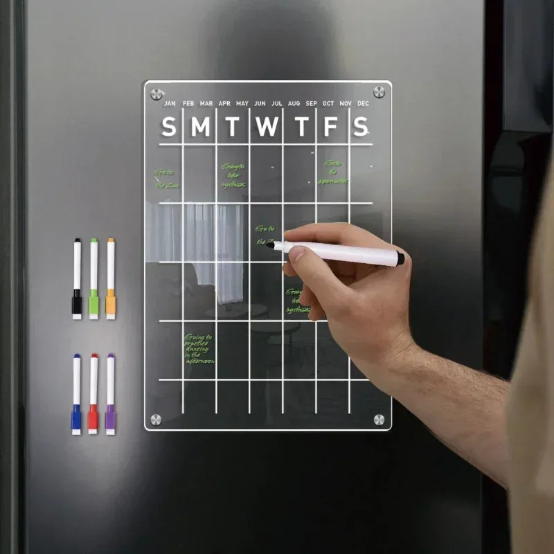 Fridge Magnet Sticker Clear Acrylic Calendar Weekly Planner Magnetic