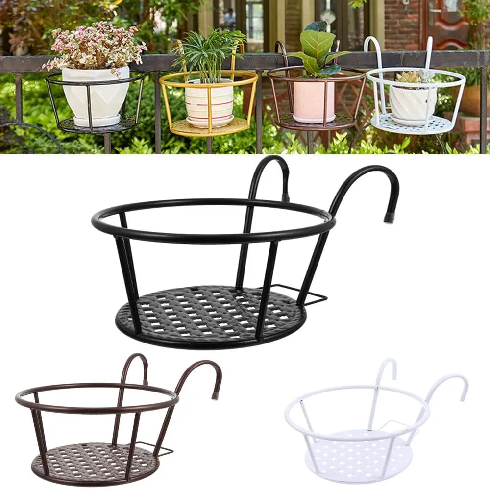 Metal Hanging Flower Pot Stand | Balcony & Patio Plant Rack