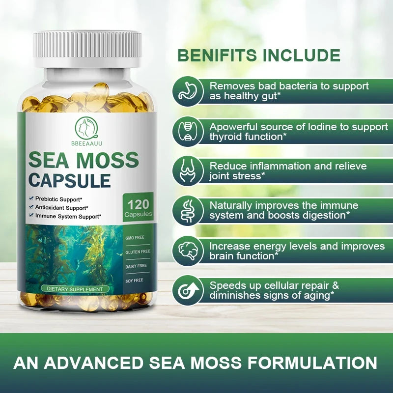 Beworths Sea Moss Capsules – Immune & Thyroid Support 120ct