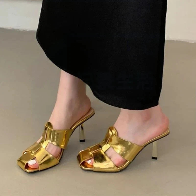 Women's Thin Heel Slide Sandals – Elegant High Heel Summer Shoes