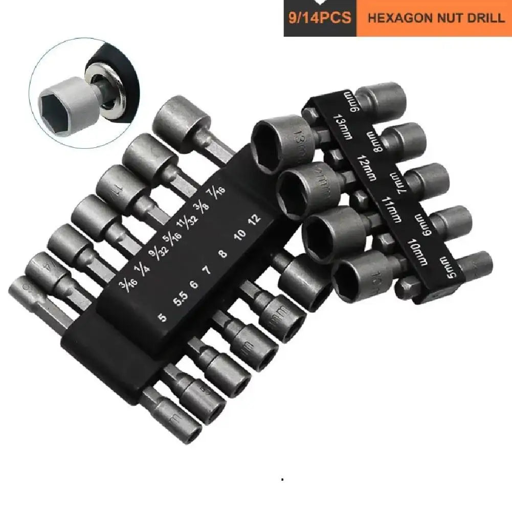 Hex Nut Driver Socket Set 9/14 Pc – CRV 5mm–13mm