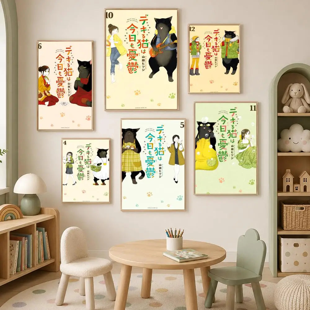 Cartoon Dekineko Self-Stick Wall Art Poster – Waterproof HD