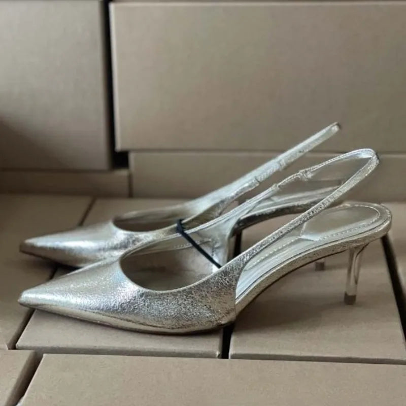 Women's Pointed Toe High Heel Slingback Dress Pumps