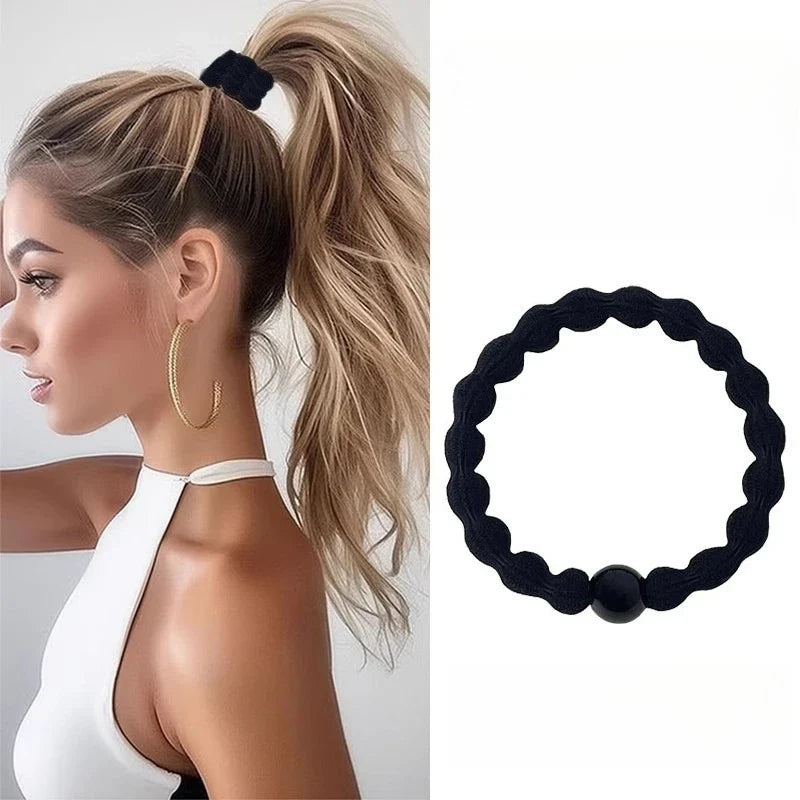 Sporty Hair Ties Strong Hold Elastic Bands 5/10 Pack – Black