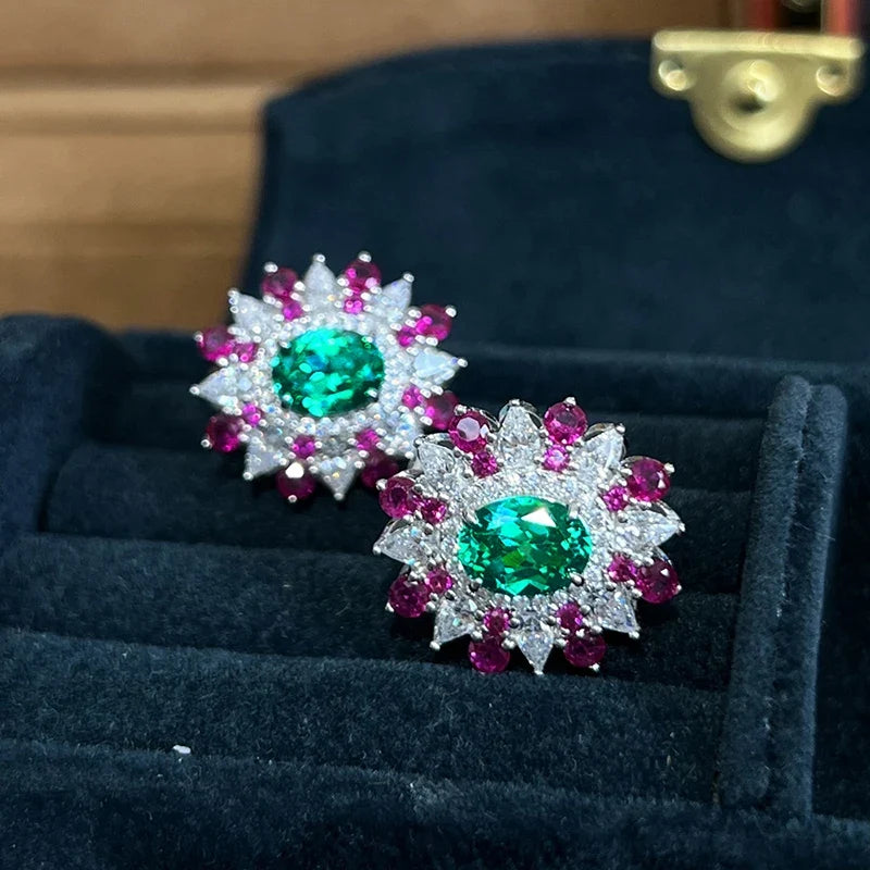 Huitan Colorful Cubic Zirconia Stud Earrings | Women's Fashion