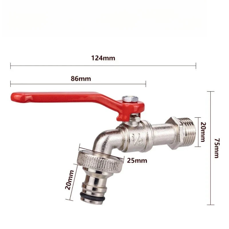 Zinc Alloy 1/2" Garden Faucet with Handle & Washing Machine Nozzle