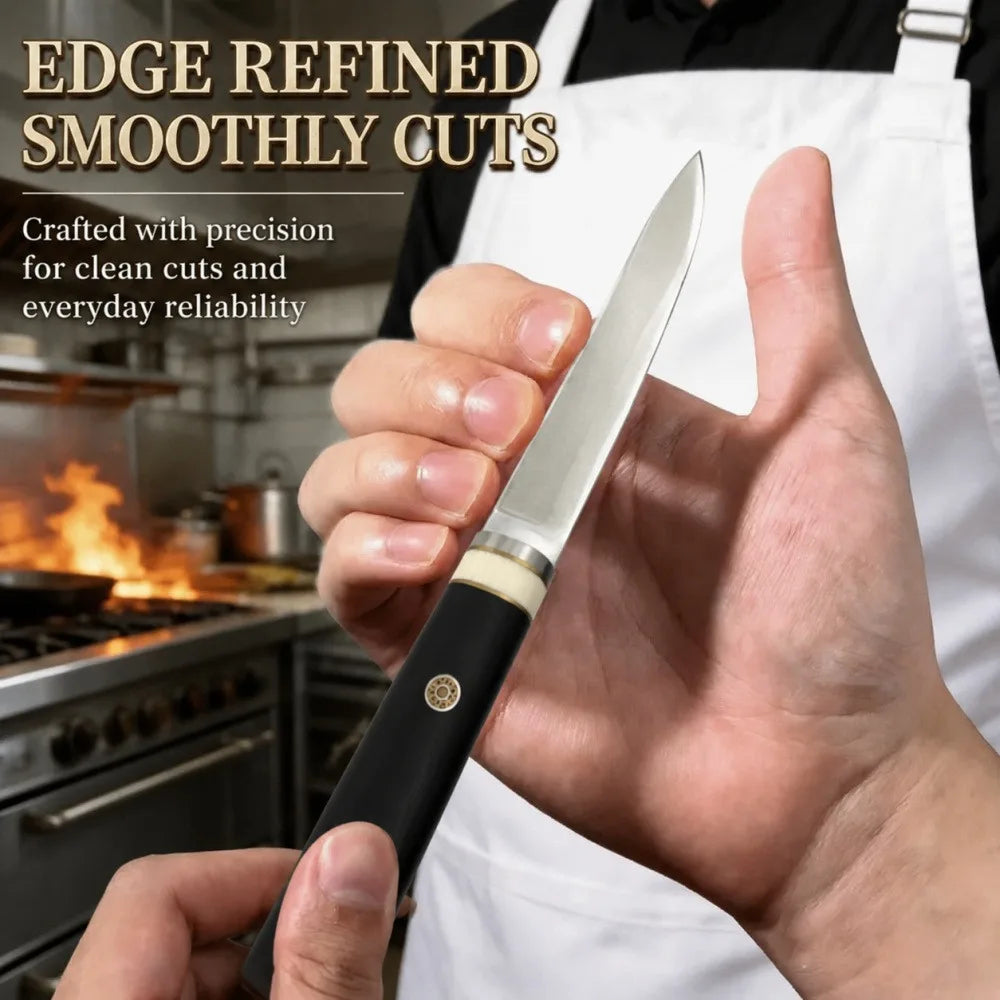 PLYS Stainless Steel Kitchen Knife with Leather Sheath | 8.6"
