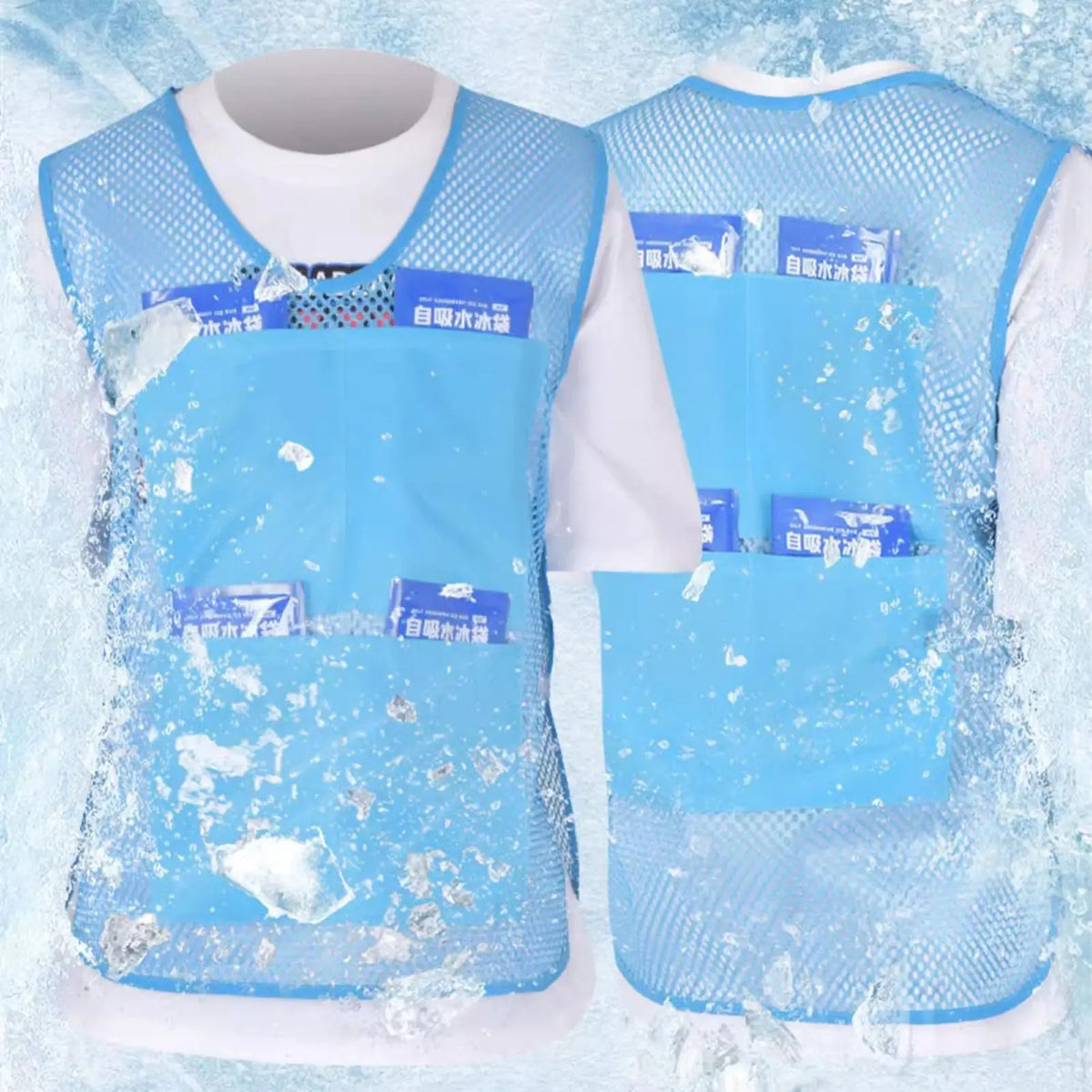Ice Cooling Vest with 8 Ice Packs – Outdoor Work & Sports