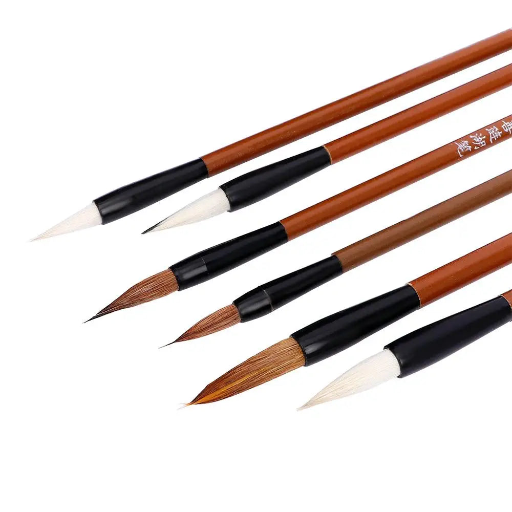 6-Piece Chinese Calligraphy Brush Set – Wolf & Sheep Hair Bamboo