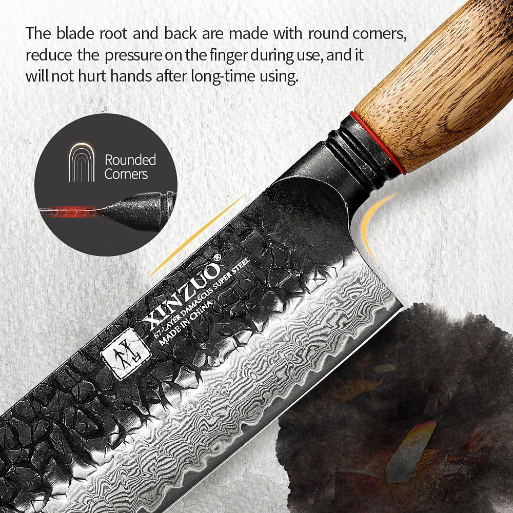 XINZUO 7" Nakiri Knife – 67-Layer Damascus Steel | Gift Box