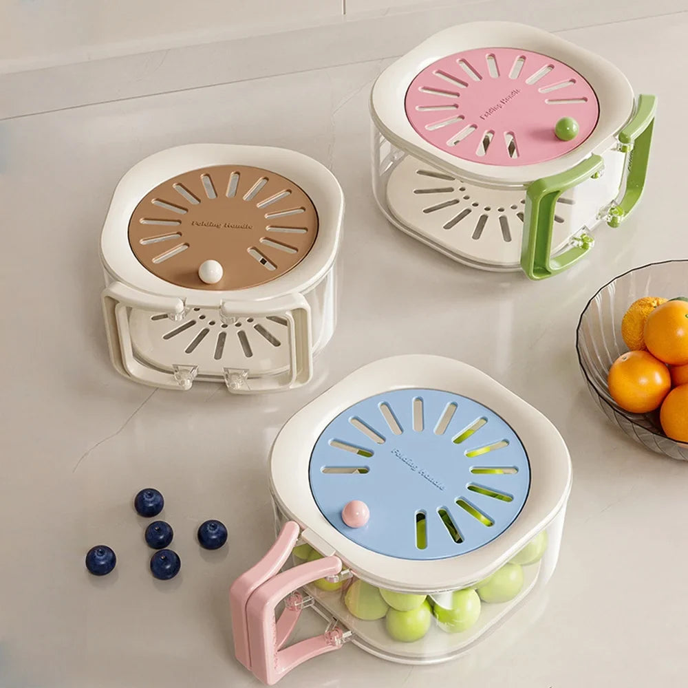2-Layer Kitchen Colander & Fruit Strainer Bowl with Lid