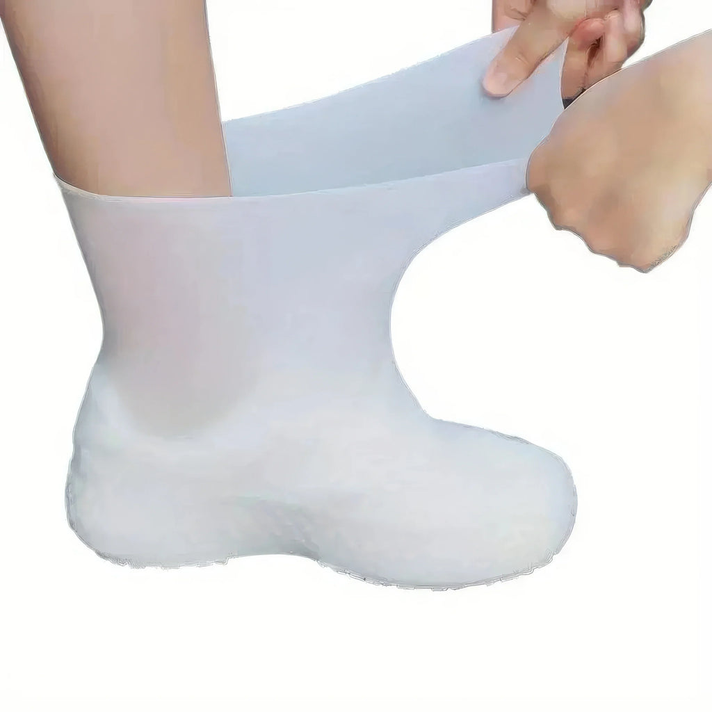 1 Pair Latex Rain Boots Waterproof Shoe Cover White All Day