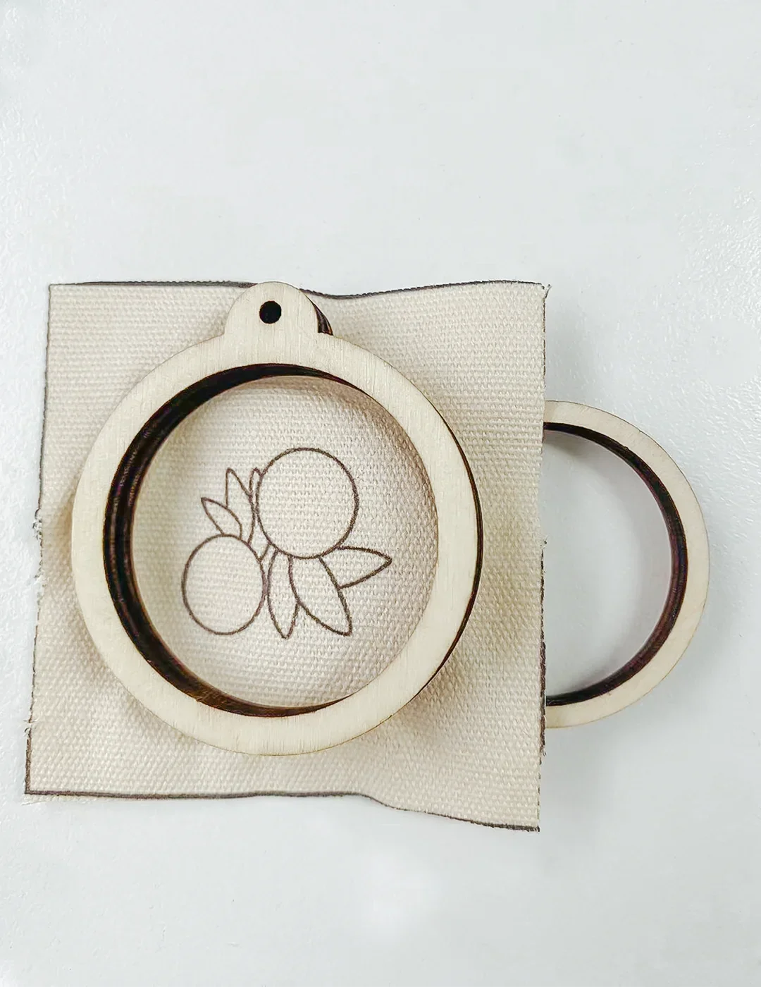 Mini Embroidery Keychain DIY Kit | Wooden Cross Stitch Frame Set