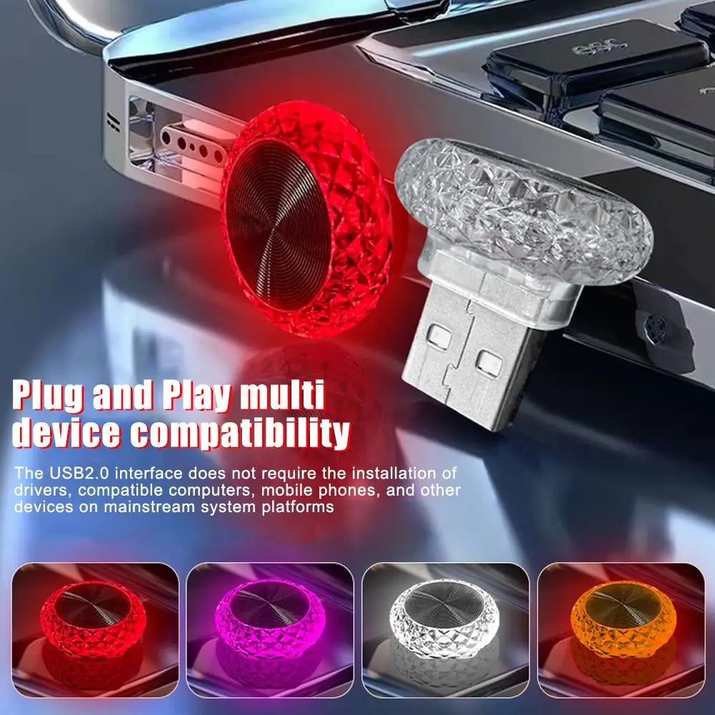 Car USB Ambient Lights Portable Mini LED Atmosphere Lamps Interior