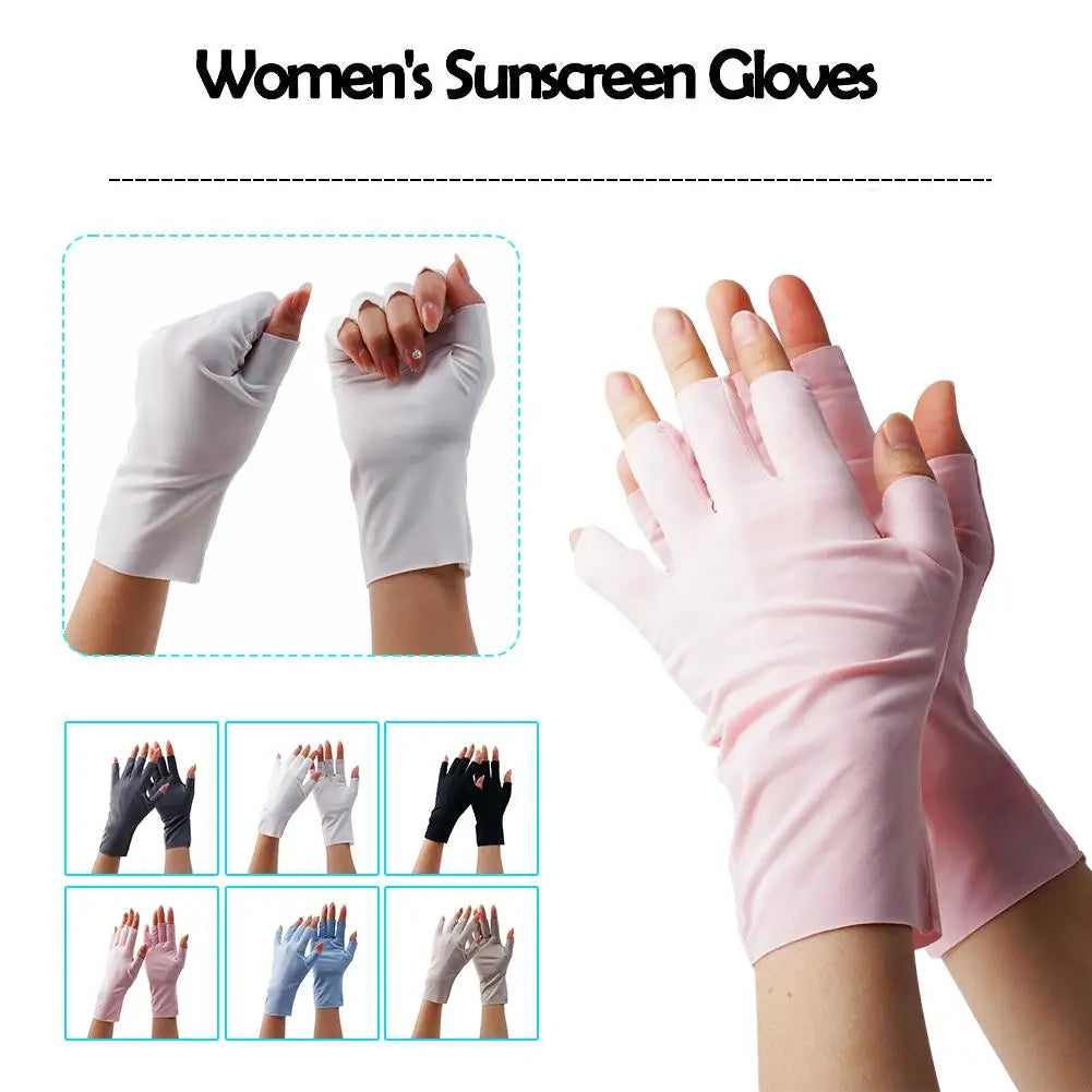 UV Protection Ice Silk Gloves – Nail Lamp & Sun Shield
